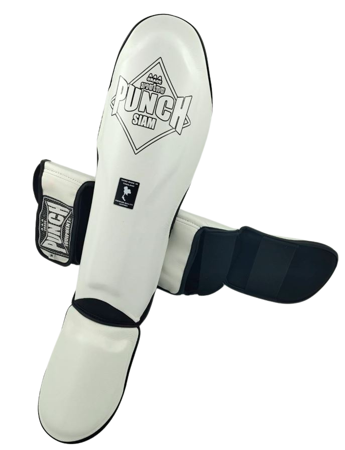 SHIN PADS - Siam™ - LEATHER - WHITE
