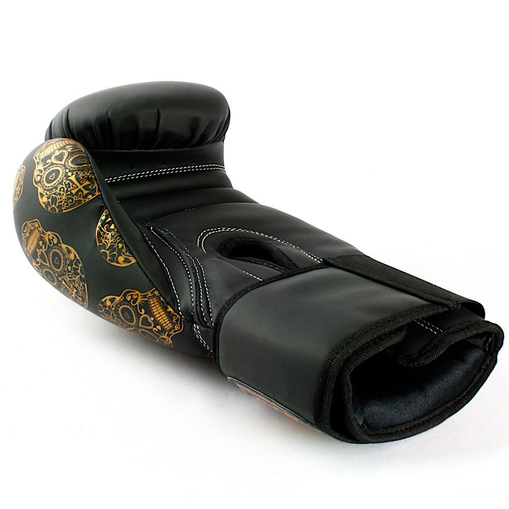 BOXING GLOVES - Urban™ GOLD SKULLS - 12oz - BLACK PUNCH EQUIPMENT
